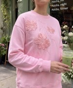 3 PAPATYA BASKILI SWEATSHİRT  Pembe