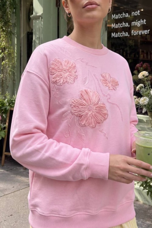 3 PAPATYA BASKILI SWEATSHİRT  Pembe