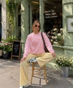3 PAPATYA BASKILI SWEATSHİRT  Pembe