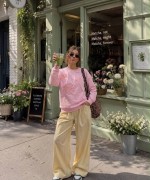 3 PAPATYA BASKILI SWEATSHİRT  Pembe