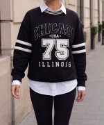 CHICAGO YAZILI SWEATSHİRT  Siyah