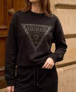 GES SORU İŞARETLİ DALGALI SWEATSHİRT  Siyah