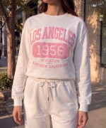 LOS ANGELES 1958 YAZILI SWEATSHİRT  Beyaz