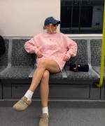 SOL TARAF VE KOL FIRFIR ÇİÇEKLİ SWEATSHİRT  Pembe