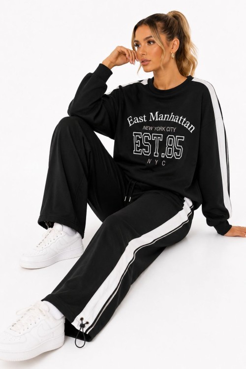  EST. 85 YAZILI İKİLİ TAKIM  Siyah