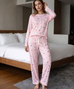 BİSİKLET YAKA HALO KİTY PİJAMA TAKIMI  Pembe