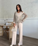 PUL PAYETLİ 3 LÜ MODAL KUMAŞ TAKIM Bej
