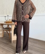 PUL PAYETLİ 3 LÜ MODAL KUMAŞ TAKIM Acı Kahve