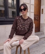 ÇİÇEKLİ MİN MİN SWEAT  Acı Kahve