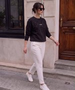 ÇİÇEKLİ MİN MİN SWEAT  Siyah
