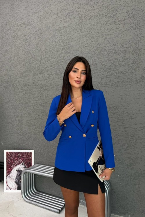 SARI DÜĞMELİ BLAZER CEKET Mavi