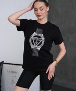 GES SAAT DESENLİ TİŞÖRT Siyah