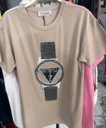 GES SAAT DESENLİ TİŞÖRT Bej