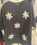 5 papatyalı TİŞÖRT  Siyah