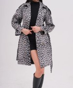 LEOPAR TRENÇKOT  Beyaz