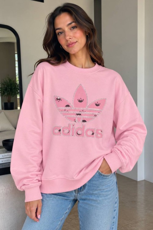 ADS BASKI SWEATSHİRT  Pembe