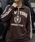 YARIM FERMUAR NEW YORK SWEATSHİRT  Acı Kahve