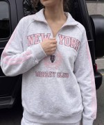YARIM FERMUAR NEW YORK SWEATSHİRT  Gri