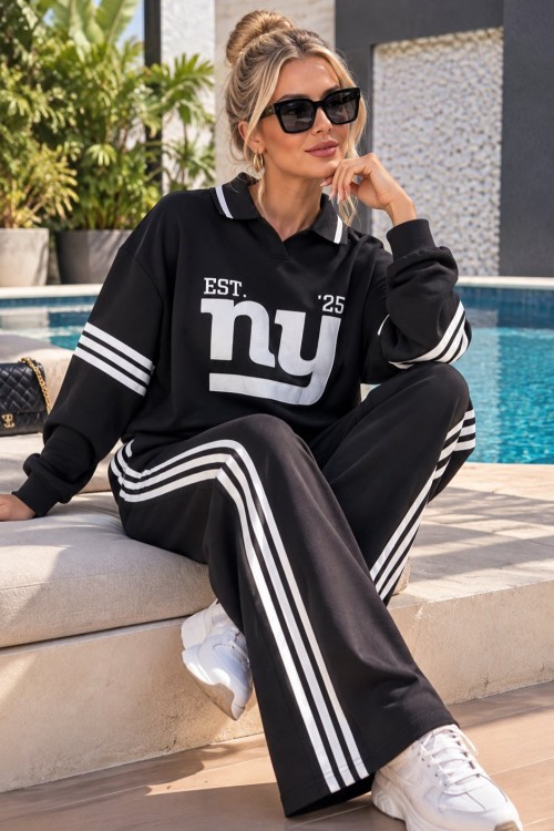 NYC POLO YAKA İKİLİ TAKIM  Siyah