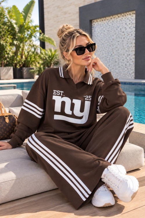 NYC POLO YAKA İKİLİ TAKIM  Acı Kahve