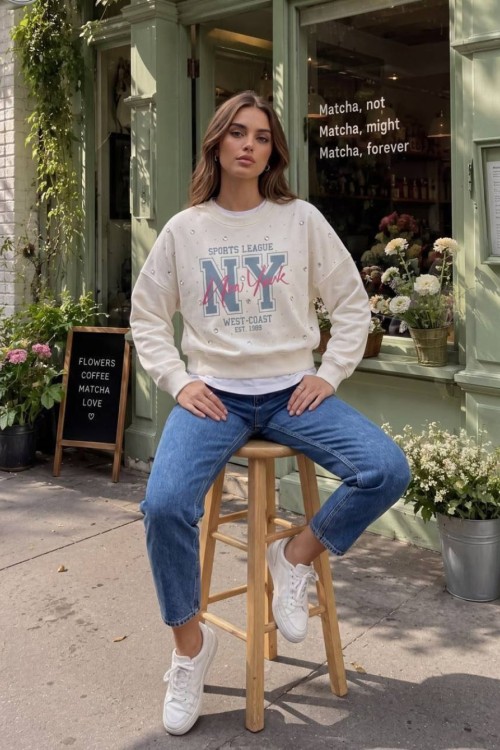 NY NEWYORK SWEATSHİRT  Beyaz