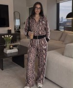 ADS YILAN DESEN FERMUARLI İKİLİ TAKIM  Kahverengi