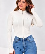 YSL OSYHO KUMAŞ FERMUARLI BADİ  Beyaz