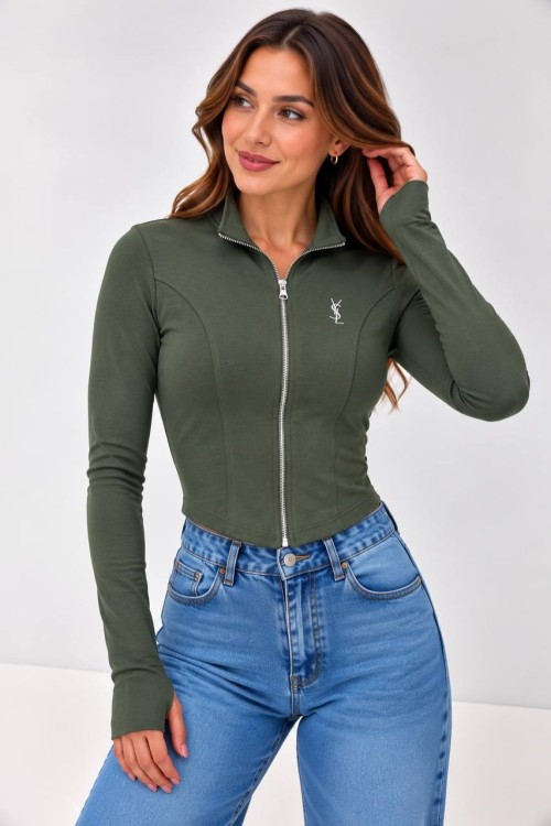 YSL OSYHO KUMAŞ FERMUARLI BADİ  Yeşil