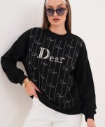 DEAR TAŞ BASKILI SWEATSHİRT  Siyah