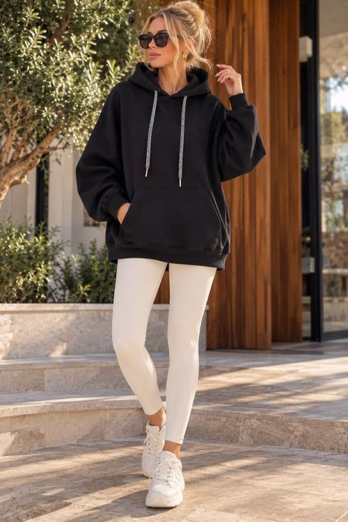 SIRT KANAT DETAY SWEATSHİRT  Siyah