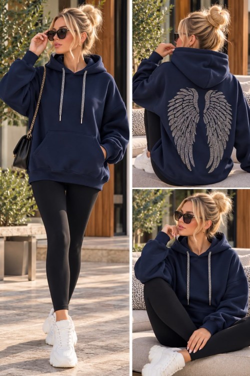 SIRT KANAT DETAY SWEATSHİRT  Lacivert