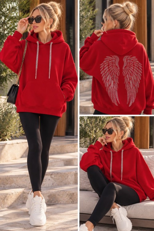 SIRT KANAT DETAY SWEATSHİRT  Kırmızı