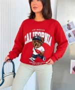CALIFORNIA YAZILI SWEATSHİRT  Kırmızı