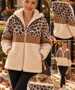 LEOPAR BASKILI PELUŞ MONT Bej