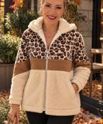 LEOPAR BASKILI PELUŞ MONT Bej