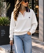 TMY POLO YAKA SWEATSHİRT  Beyaz