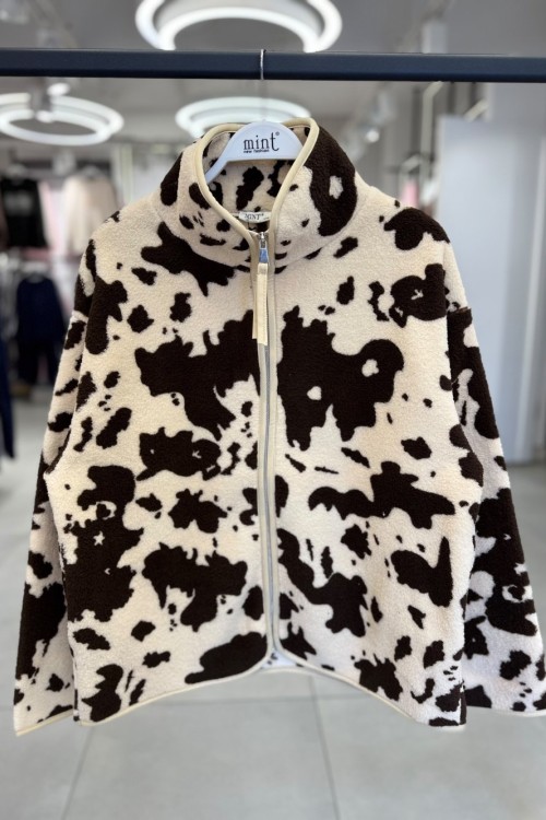 İNEK DESEN POLAR CEKET Krem