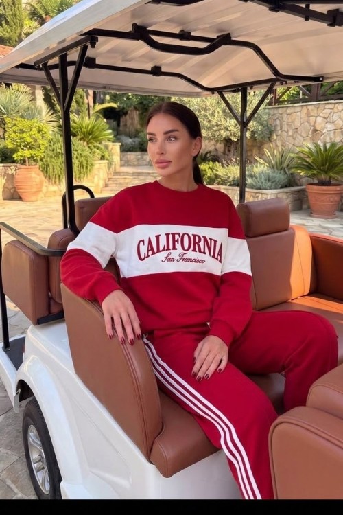 CAL SAN FRANCISCO YAZILI SWEATSHİRT  Kırmızı
