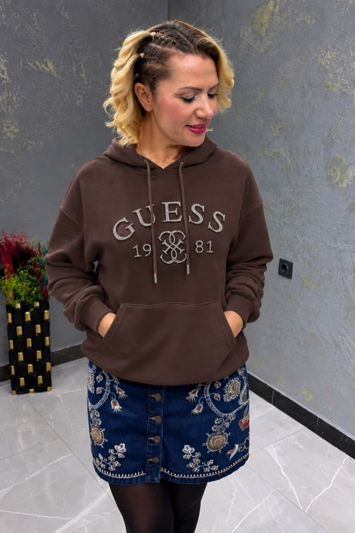 GES 1981 KAPŞONLU SWEATSHİRT  Acı Kahve