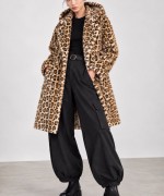 LEOPAR DESEN KÜRK KABAN Siyah