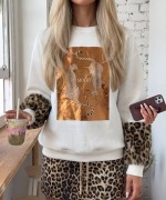 KOLLAR LEOPAR DESEN SWEATSHİRT  Beyaz
