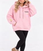 BTEAKFAST KAPŞONLU ÇİÇEK DETAY SWEATSHİRT  Pembe