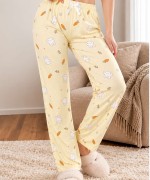 Tavşan havuç baskılı pijama altı Sarı