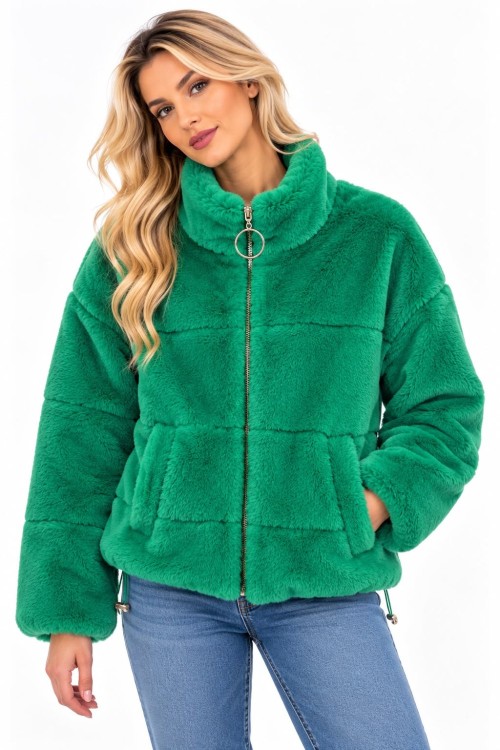 İthal peluş kısa mont Yeşil
