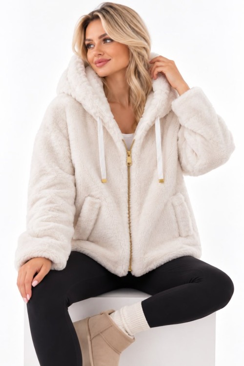 İthal peluş mont Ekru