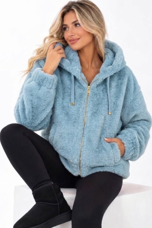 İthal peluş mont Mavi