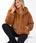 KAPŞONLU İthal peluş mont Camel