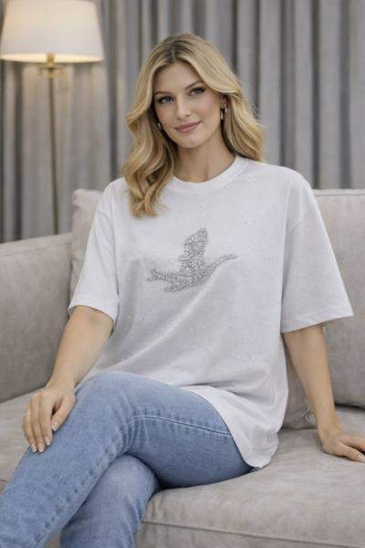 BYMN TAŞLI TİŞÖRT  Beyaz