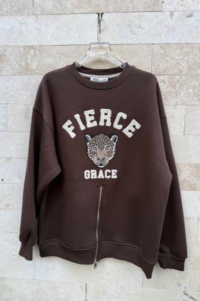 FIERCE GRACE KAPLAN BASKILI SWEAT  Acı Kahve