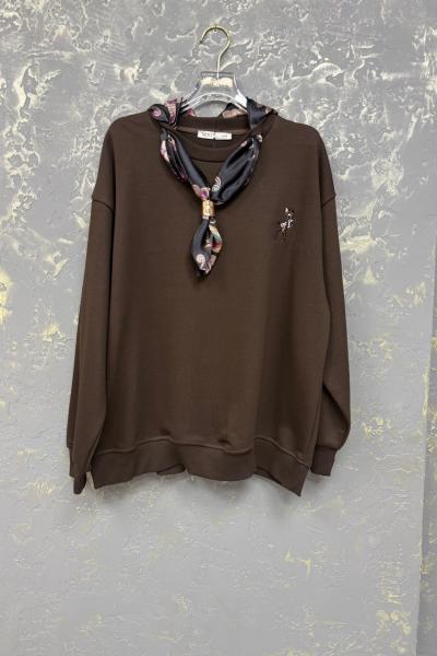 FLAR DETAYLI TASARIM SWEAT  Acı Kahve